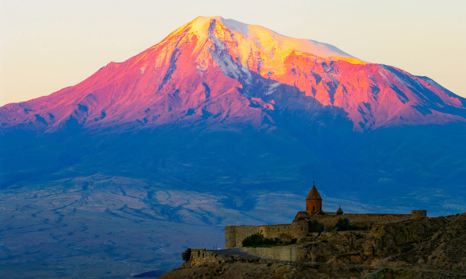 Khor Virap monastery in Armenia, with Mount Ararat in the background.